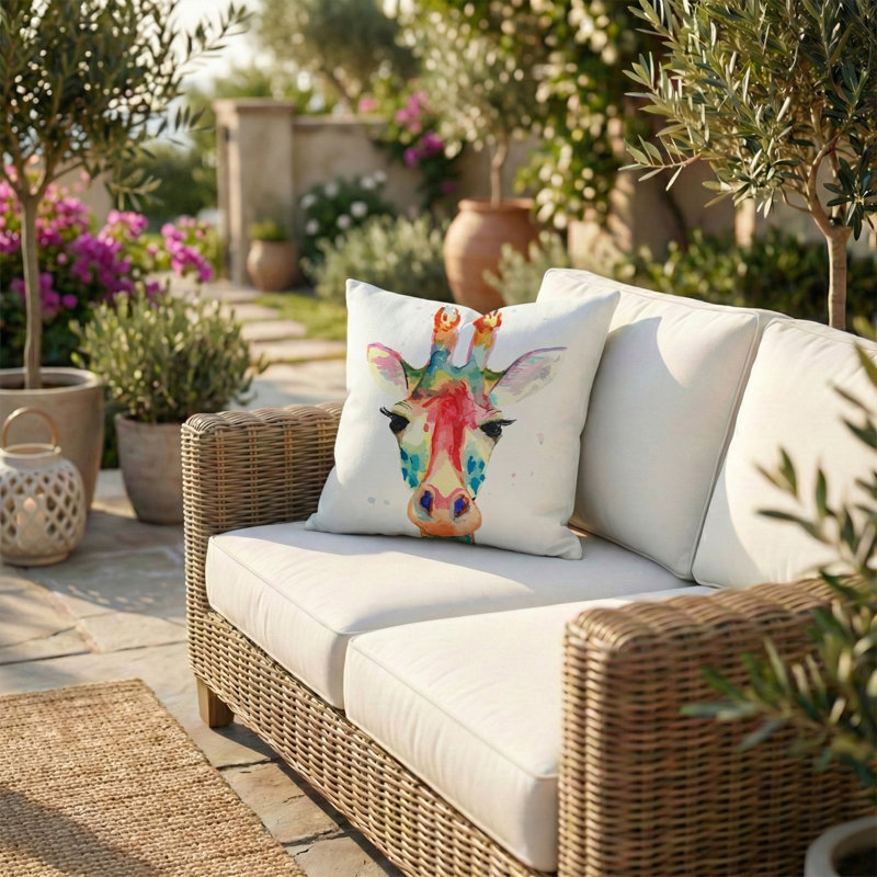 Coussin de patio intérieur en polyester recyclé résistant aux taches et lavable à la machine, Carré 20 po x 20 po, 1