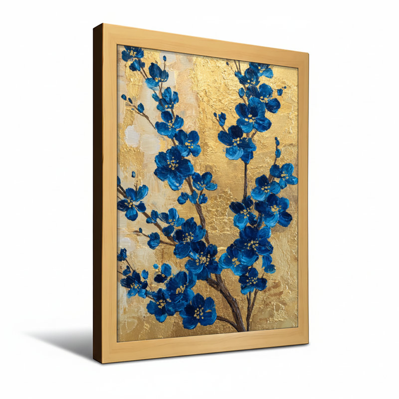 Plantes et fleurs sur fond avec imprimé décoratif, H 24 po x l 16 po, Toile tendue, Ne s’applique pas