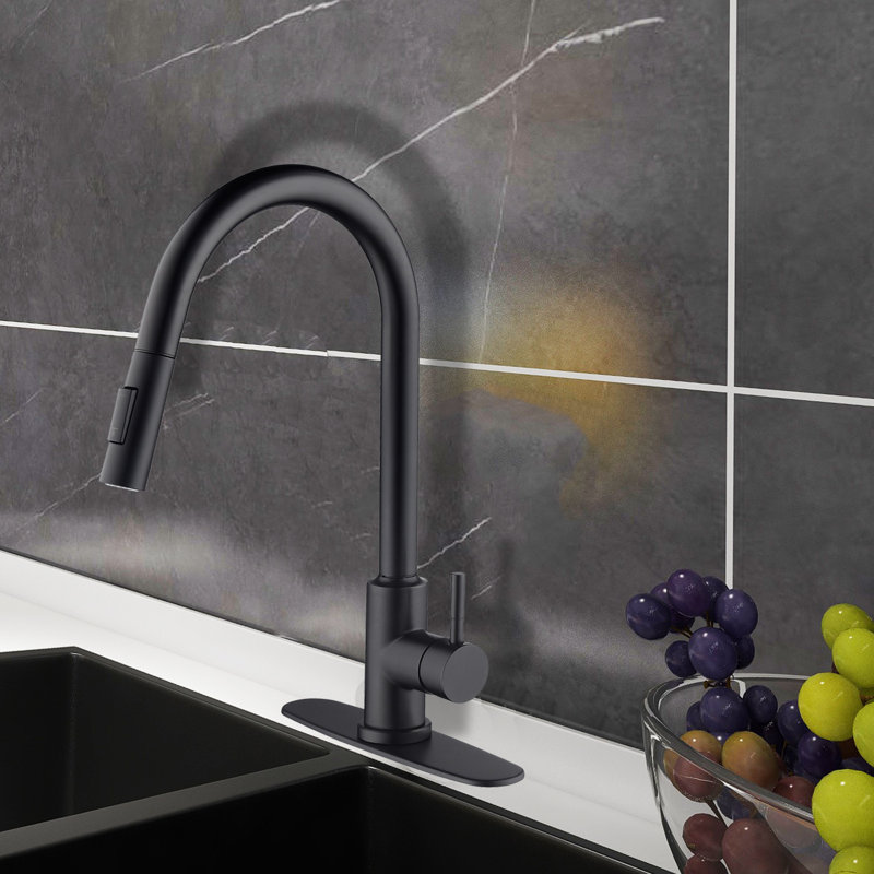 Robinet de cuisine tactile avec douchette extractible noir mat, Noir mat