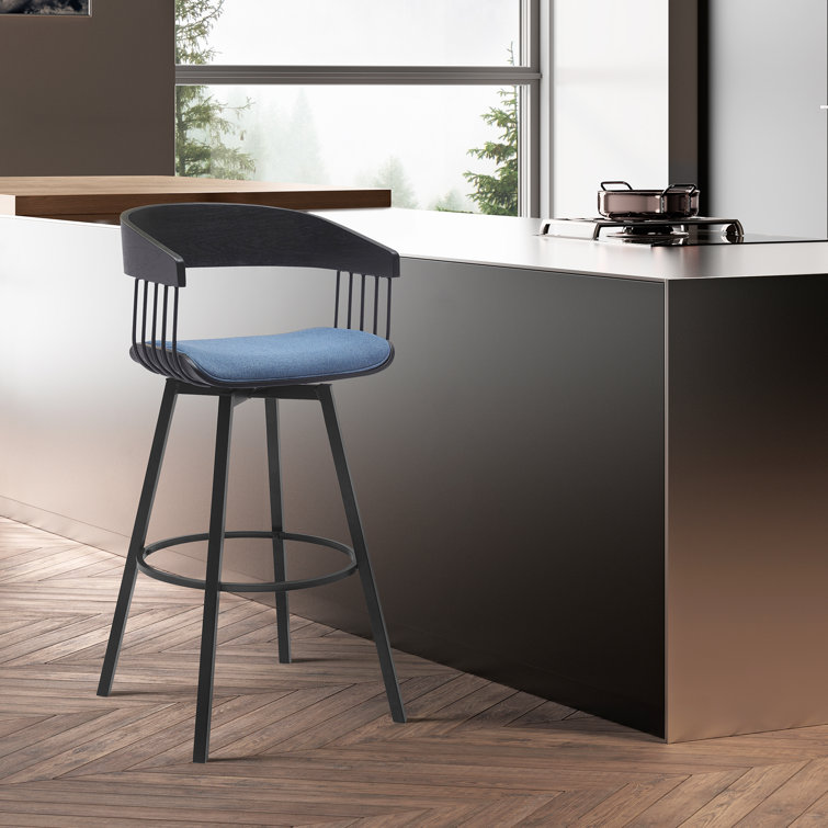 Lynnox Swivel Counter or Bar Height Upholstered Stool with Arms