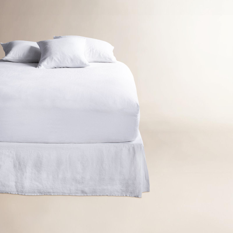 100% French Linen Bedskirt, Twin XL, White