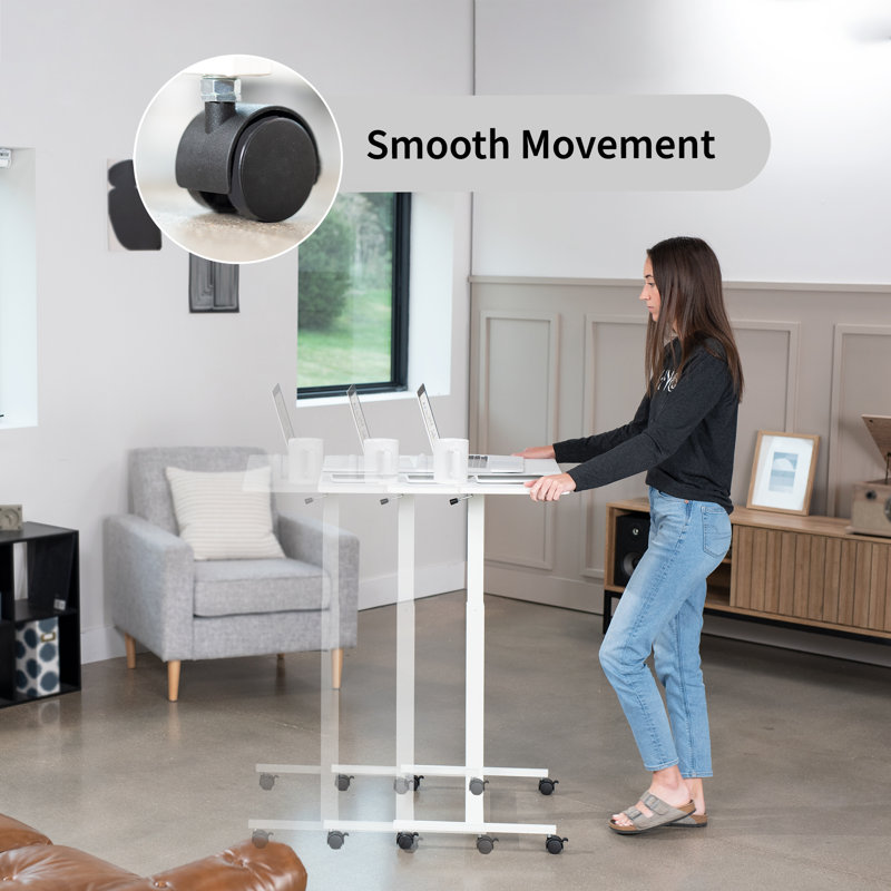 Adjustable White 28" Pneumatic Laptop Mobile Workstation
