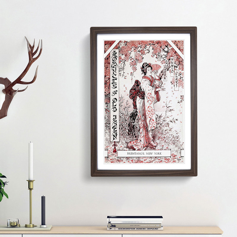 Woman Under the Cherry Blossom Tree - Picture Frame Painting Print, Walnut Framed, 48cm H x 36cm W x 2cm D