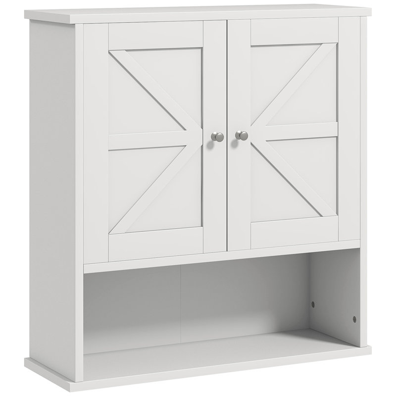 Kleankin Farmhouse Bathroom Wall Cabinet, White