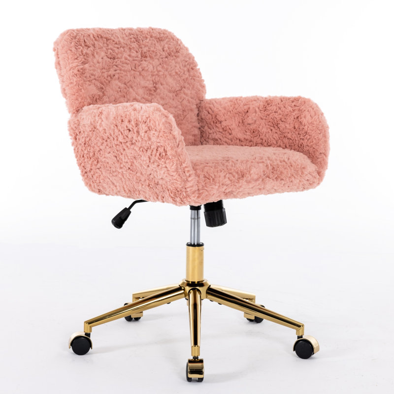 Angelyssa Polyester Blend Gaming Chair Office Chair Desk Chair Vanity Chair, Pink