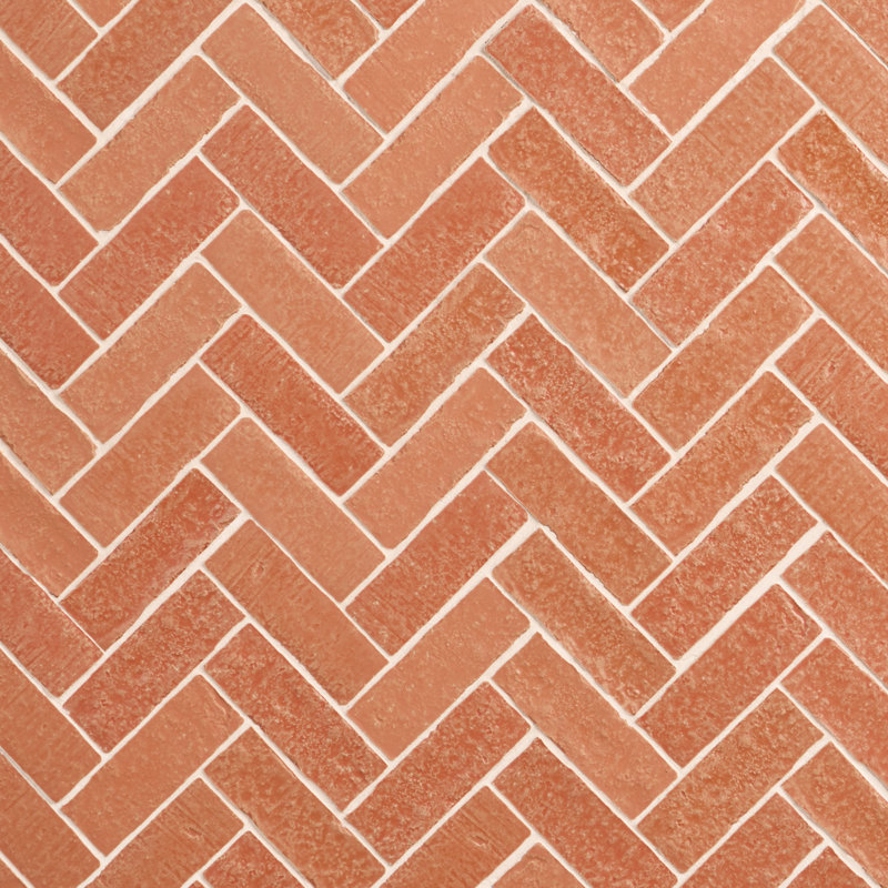 Brixon 12.72 In. X 13.53 In. Herringbone Matte Porcelain Mosaic Floor And Wall Tile (10.71 Sq. Ft. / Case), Canyon Red