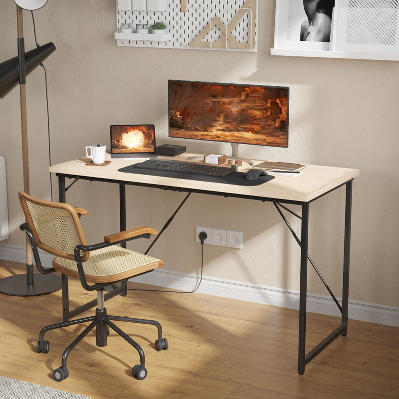 Cartee Computer Desk 80cm Writing Desk Brown Office Desk, 73.5cm H x 100cm W x 50cm D, Rustic Brown