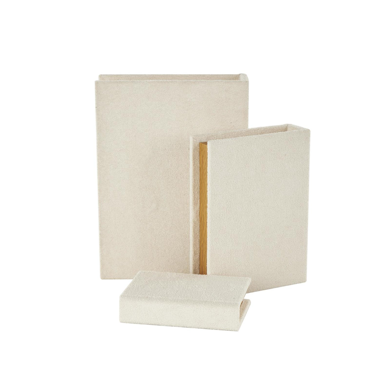 Damali Fabric Storage Book Decorative Multi Colored Box Set, Cream
