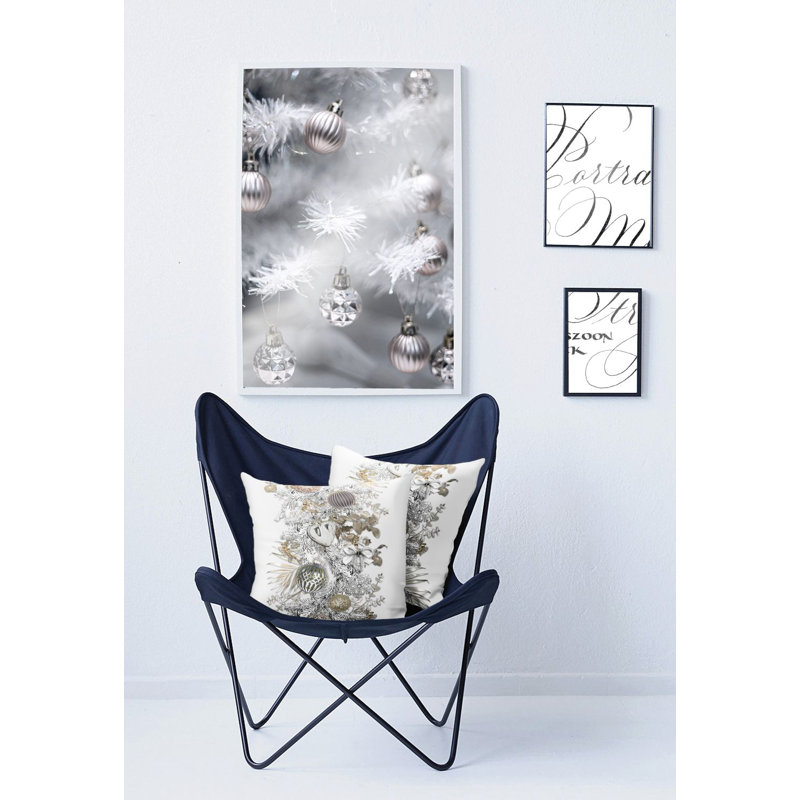 Brais Square Cushion, White/Silver, 49cm H x 49cm W, Cushion Cover Only - No Insert