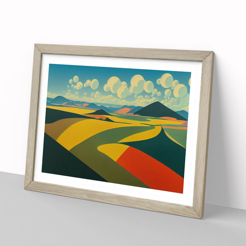 Abstract Meadow Landscape Vol.2 - Framed Print, 46cm H x 64cm W x 2cm D, Oak