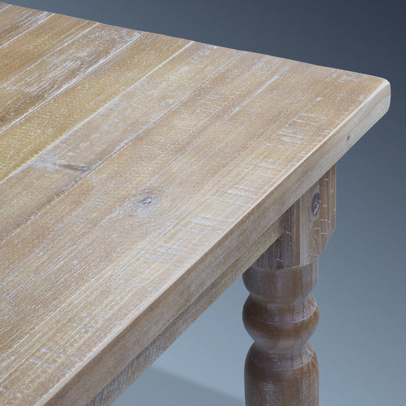 Valerie Pine Rectangular Solid Wood Top with Solid Wood Base Dining Table, Driftwood