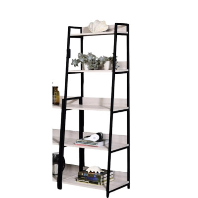 Freestanding Bookshelf With Natural & Black Finish - 14"X8" To 14"X14" Shelves Style And Metal Base 16"W