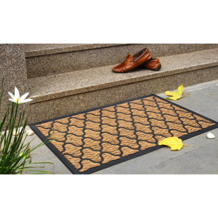 Natural Coco Coir Spring Flower Door Mat 17 x 30 Inches for Front Door,  Half Round Outdoor Wildflowers Mat for Home Decor