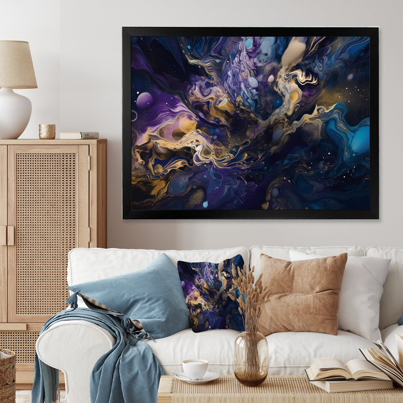 Encre liquide captivante Brackman Gold Mauve II encadrée sur toile, Cadre photo noir, H 12 po x l 20 po x P 1 po