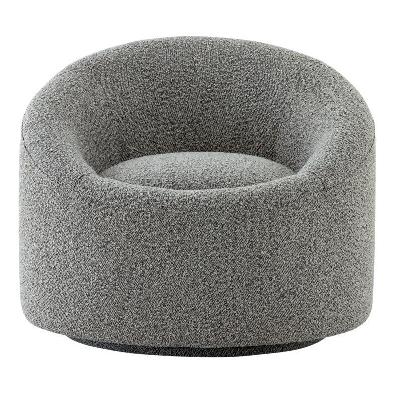 Sienna 33" Wide 100% Polyester Swivel Barrel Chair, Gray 100% Polyester
