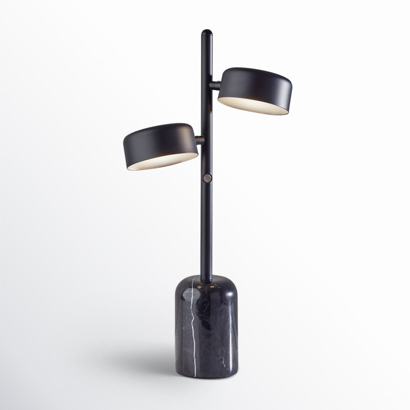 Adjustable Black Metal and Marble LED Table Lamp