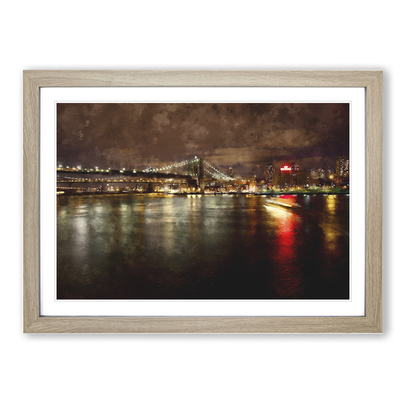 New York Skyline Vol.11 - Picture Frame Graphic Art, Oak Framed, 48cm H x 65cm W x 2cm D