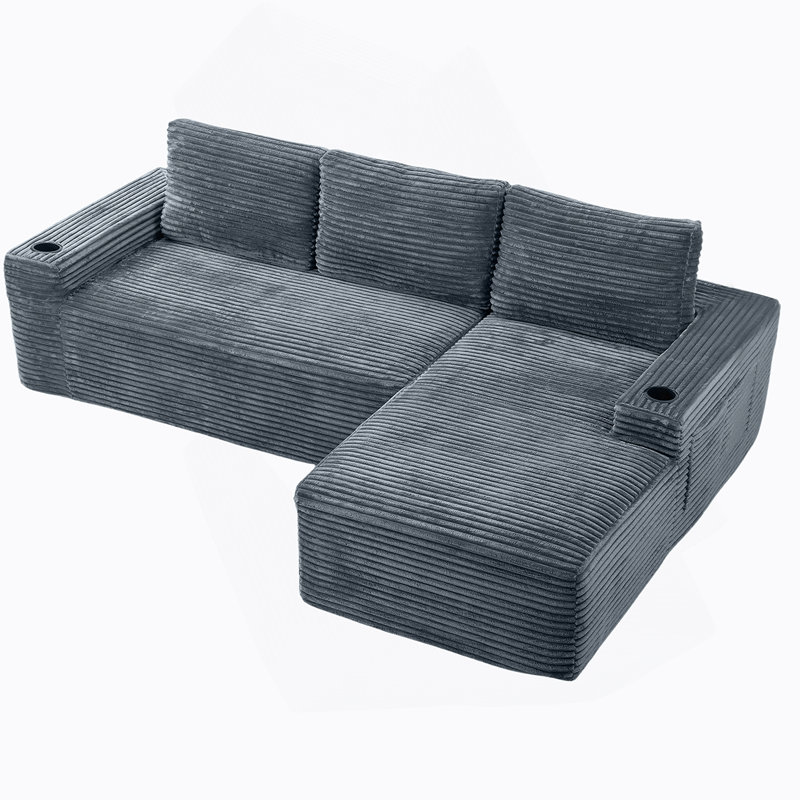 Canapé modulaire 104 po Cloud, canapé modulaire moderne avec assise profonde, méridienne en L en velours côtelé pour salon, aucun assemblage requis