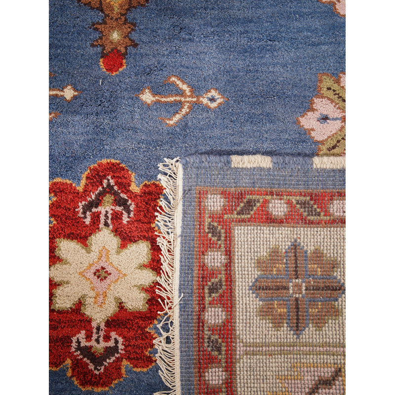 Tapis d'intérieur rectangulaire oriental fait main en soie et laine blanc aqua, noué à la main, Rectangulaire 8 pi x 10 pi