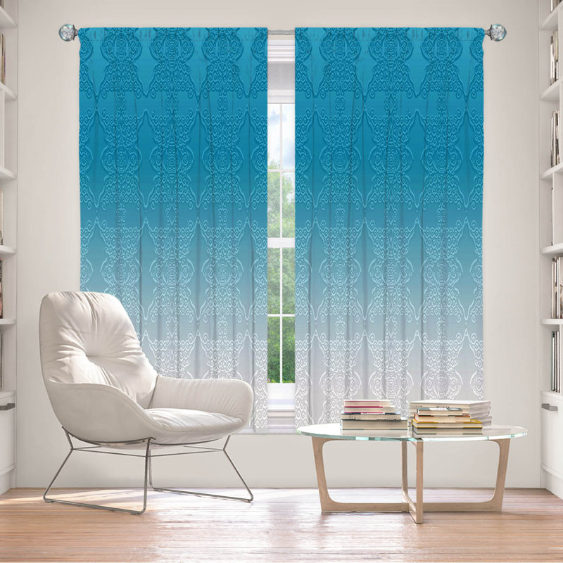 Vandela Room Darkening Curtain Pair, 40" W x 82" L, Aqua/Blue/White
