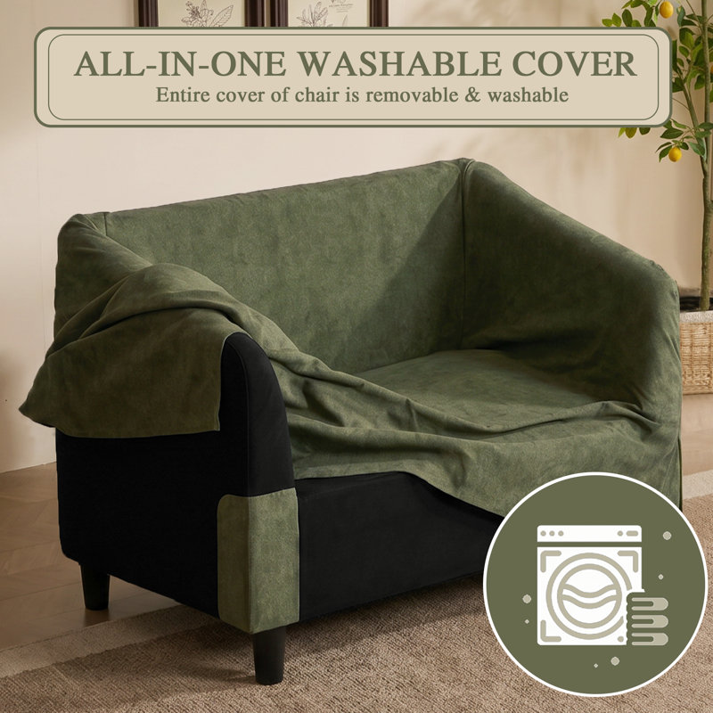 Chaise rembourrée vintage avec rangement caché et housse amovible, Green