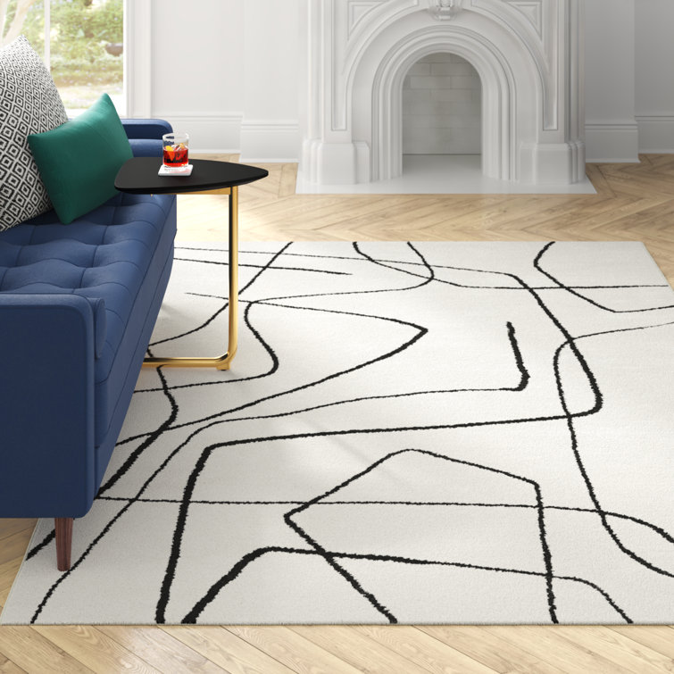 Goodrow Abstract Charcoal/White Area Rug