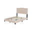 Structure de lit double rembourrée avec motif de rivets, lit plateforme moderne en velours avec tête de lit capitonnée, beige-1883005056-1883005070