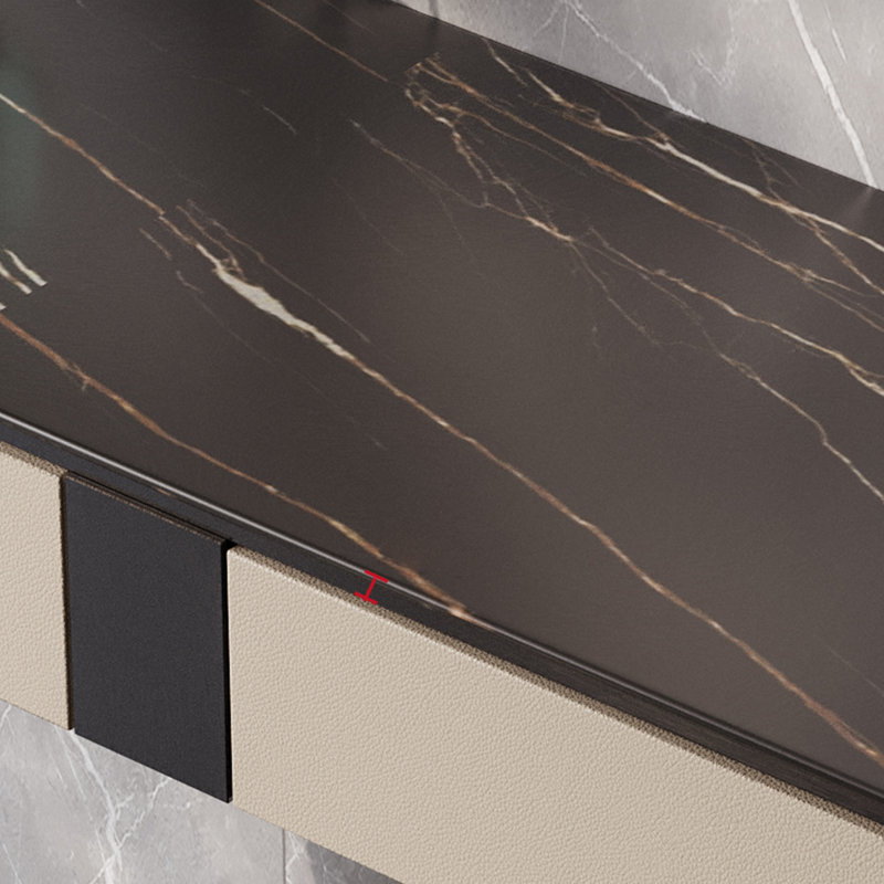 Black Rectangular Sintered Stone; Console Table, 35.04" H x 62.99" W x 11.81" D