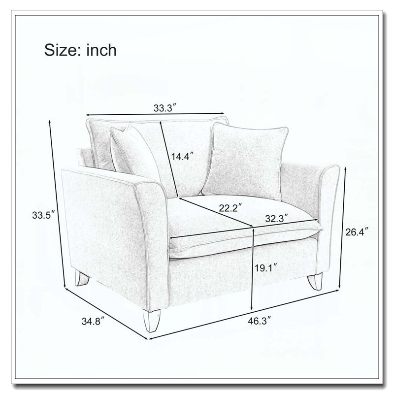 Fauteuil surdimensionné de 46,3 po, Crème