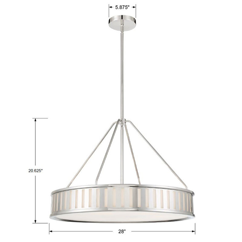 6 - Light Lantern Pendant, Nickel, 28"