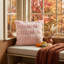 Housses de coussin décoratives roses à motif citrouille d'automne, 45 x 45 cm, douces et moelleuses, en fausse fourrure jacquard, pour canapé ou fauteuil (lot de 2).