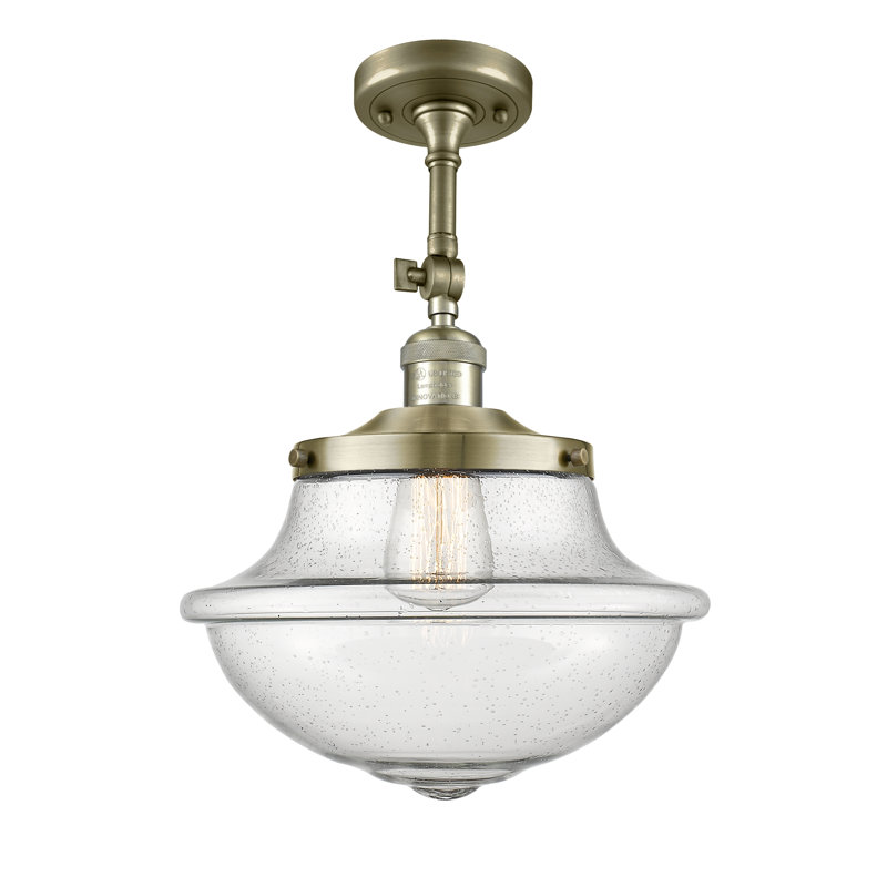 Plafonnier semi-encastré en verre Grourke, Laiton antique, Blanc cassé