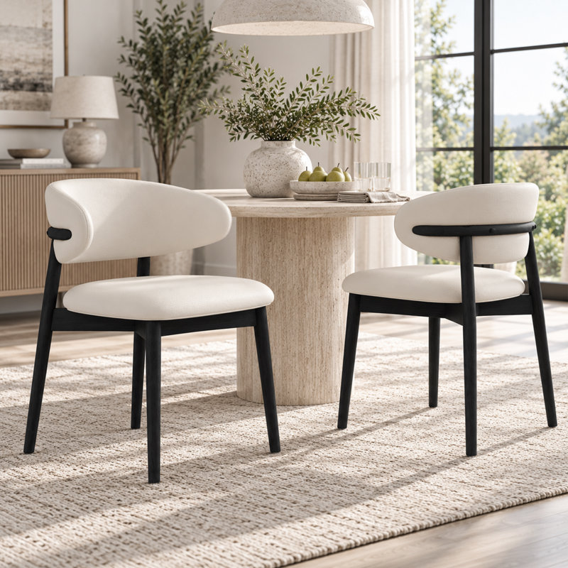 Ensemble de 2 chaises de salle à manger de style Mid-Century avec pieds en bois