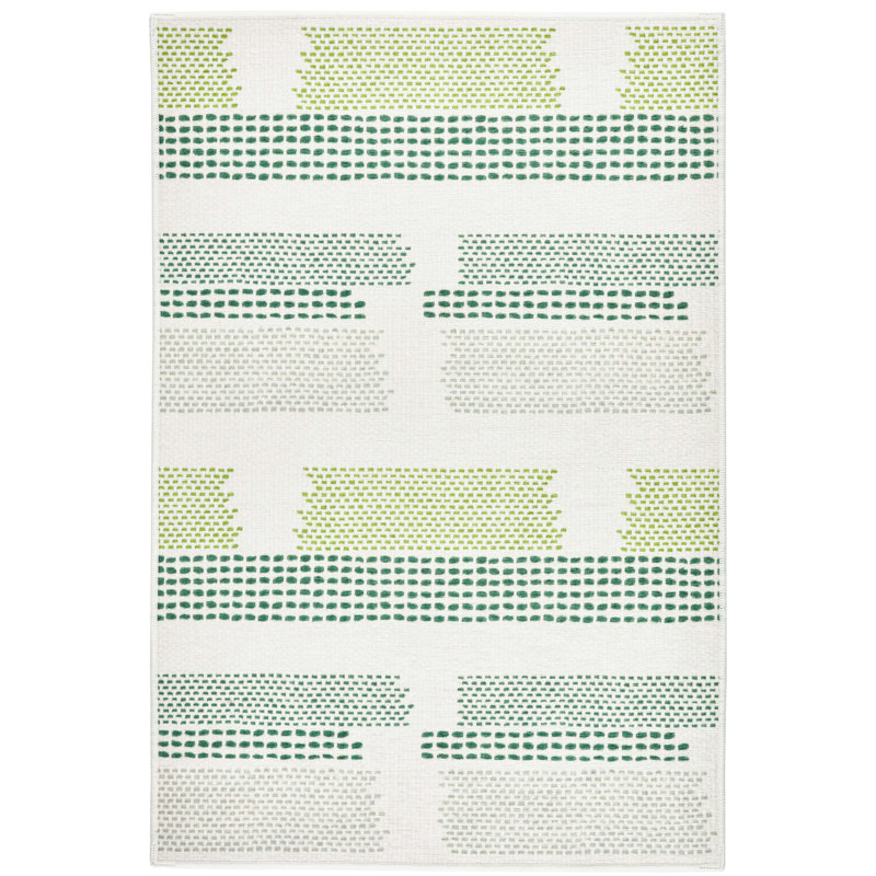 Tread Lightly Kit Kemp x Annie Selke Tread Lightly Green Machine Washable Rug, Rectangle 8'6" x 11'6", Green