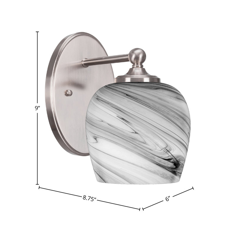 Applique murale Capri avec verre tourbillon onyx de 6 po, Nickel brossé