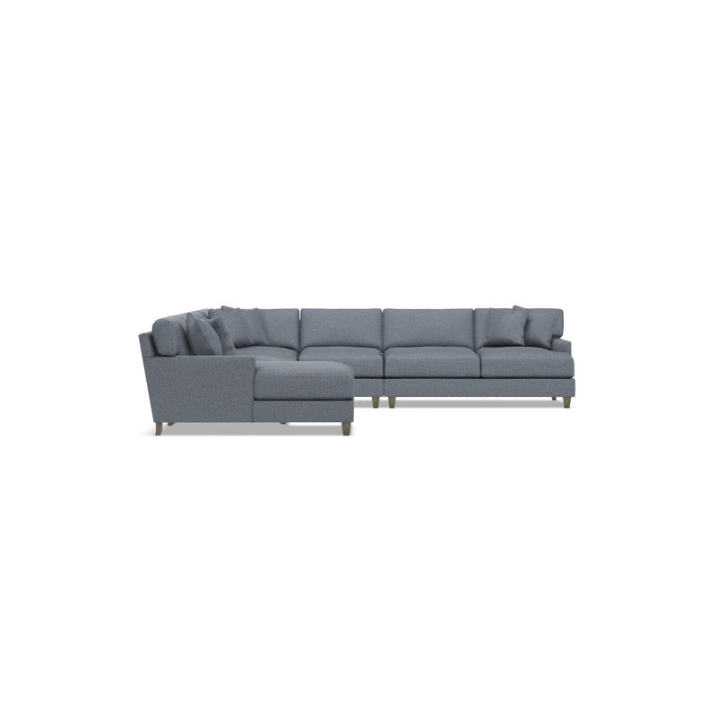 Bernhardt Mila 6-Piece Fabric Sectional, Teal Polyester, Left Hand Facing, 33.5" H x 137" W x 137" D