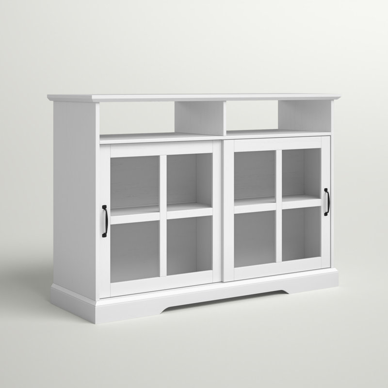 Baltasar 47'' Sliding Windowpane Door Sideboard, Brushed White