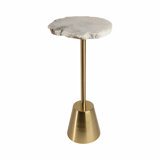 Mercer41 23" Reykur Short Raw Agate Table, White/Gold