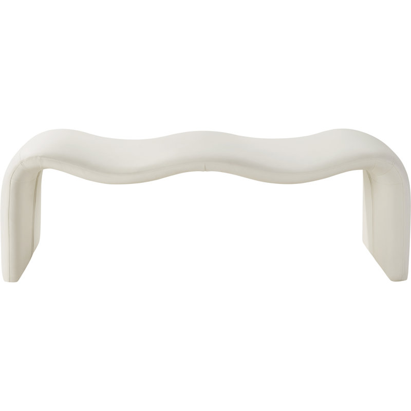 Monifa Vegan Leather Bench, Cream Vegan Leather