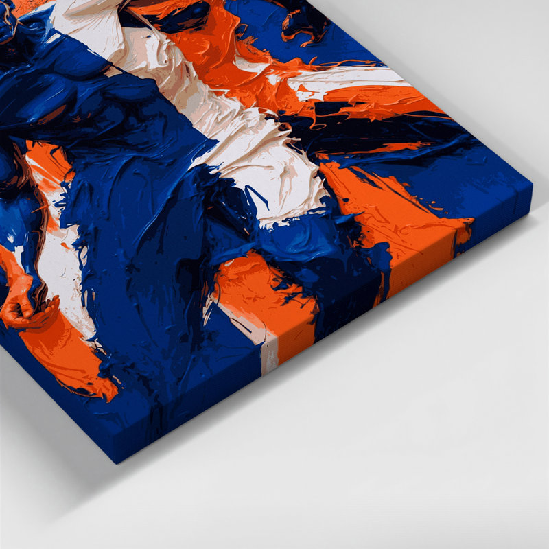Abstrait art figuratif sur toile bleu 76, H 14 po x l 11 po