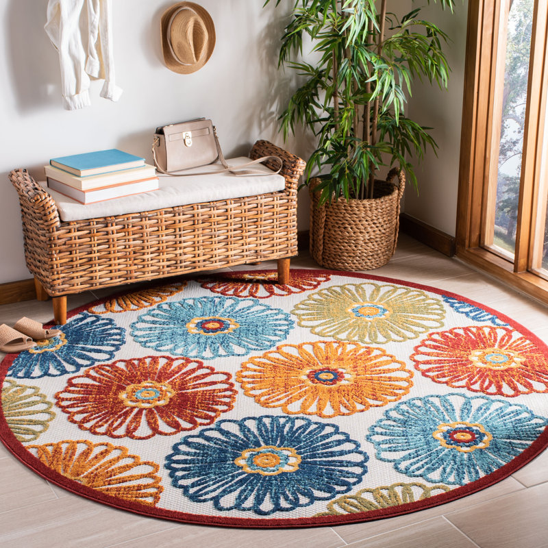 Tapis d'intérieur / extérieur floral Kellems Performance, Rond 4 pi