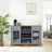 Modern Farmhouse Buffet Cabinet, Sideboard With 2 Drawers And Elegant Glass Door Cabinets, Wine And Glass Rack, Coffee Bar For Kitchen, Dining Room
