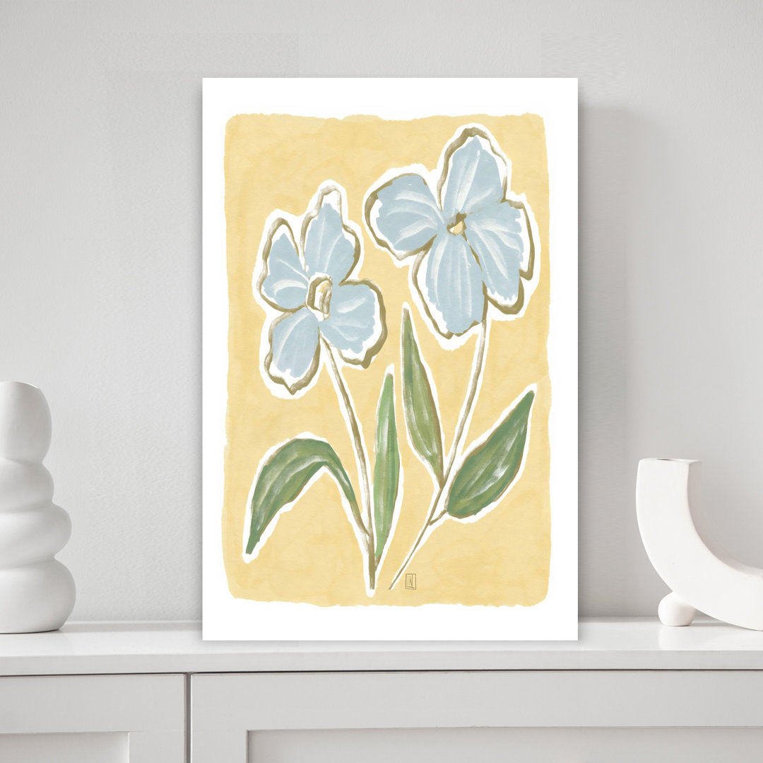 Yellow Floral I Contemporary Delicate Minimalist Nature Spring Wall Art Print