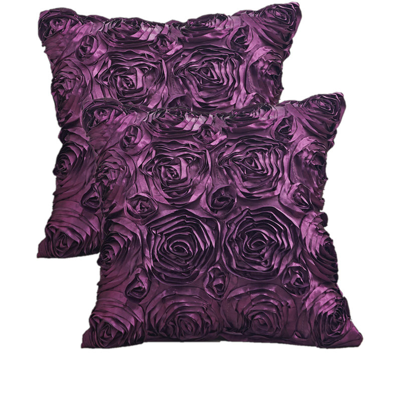 Ensemble de 2 coussins à volutes roses, Mauve