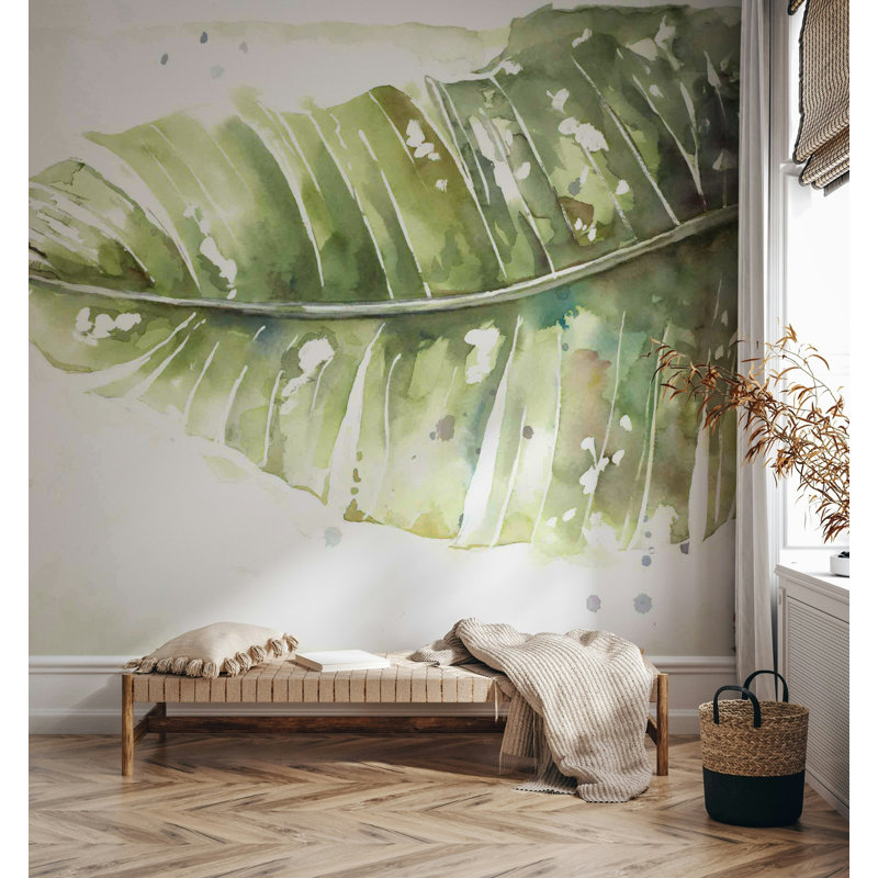 Papier peint amovible floral à motif de feuilles de palmier tropicales, L 48,96 po x L 75 po