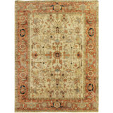 Antique Weave Serapi Oriental Hand-Knotted Wool Area Rug in Beige/Red/Light Blue