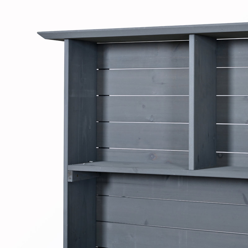 Banc de rangement avec roues verrouillables et huche, Gris