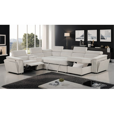 Canapé modulaire inclinable électrique en bois beige Harvey