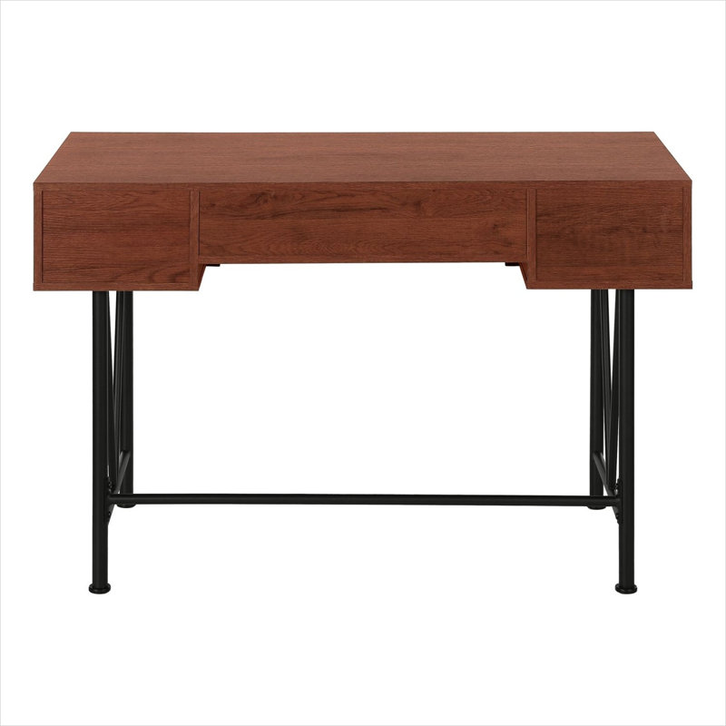 Bureau de 48 po au design transitionnel avec cadre en métal et ordinateur, rangement de 48 po