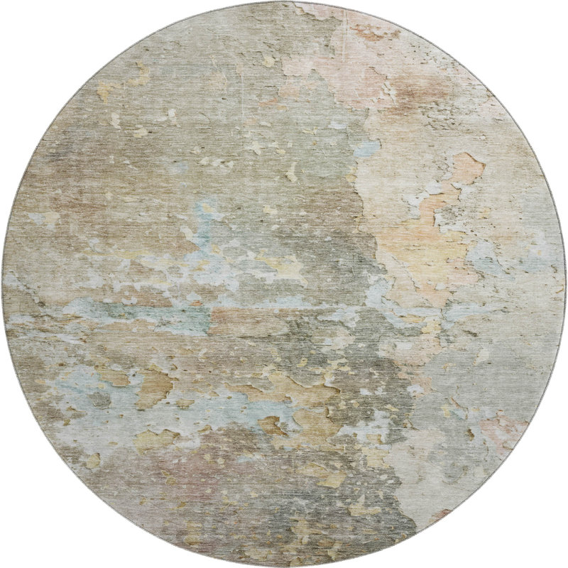 Premium Machine Washable Barry AMF1234 Abstract Rug, Round 8'
